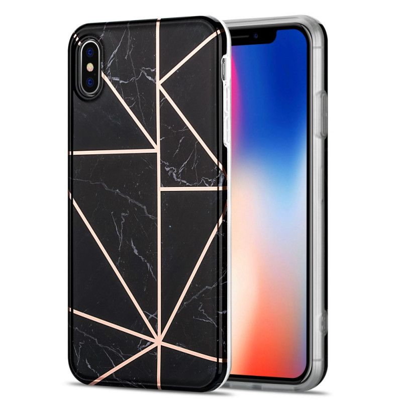 Cover for iPhone X Sort Prangende Geometrisk Marmor