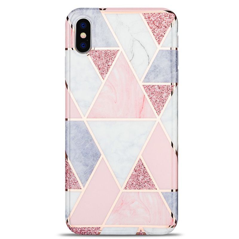 Cover for iPhone X Sort Prangende Geometrisk Marmor