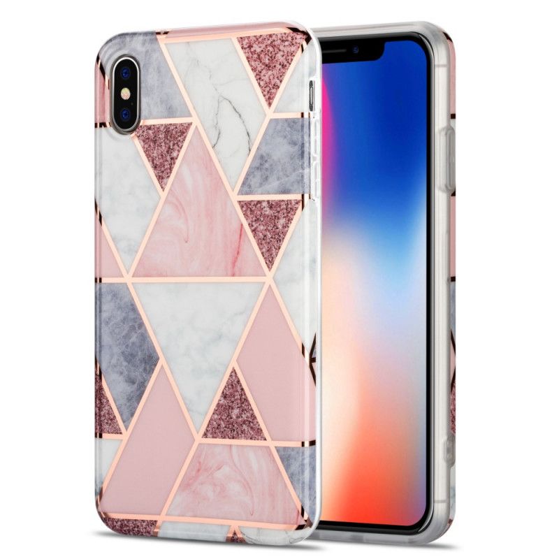 Cover for iPhone X Sort Prangende Geometrisk Marmor