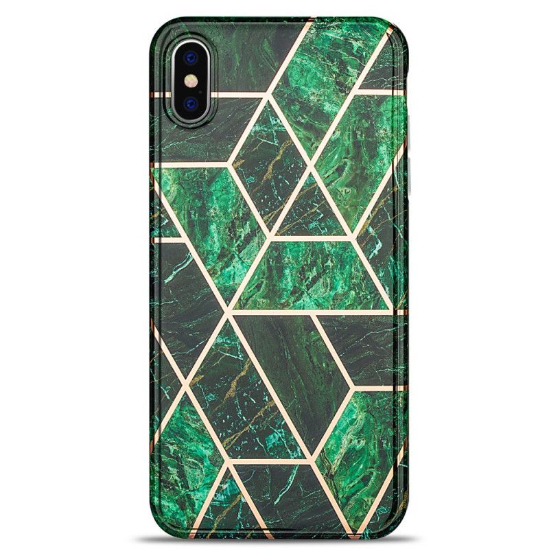 Cover for iPhone X Sort Prangende Geometrisk Marmor