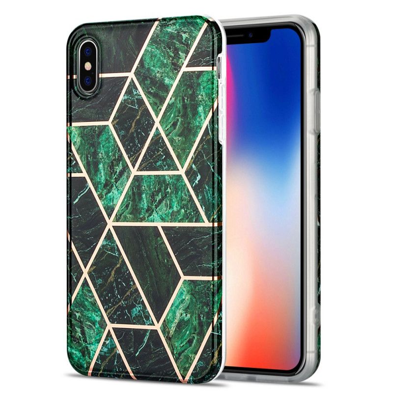 Cover for iPhone X Sort Prangende Geometrisk Marmor