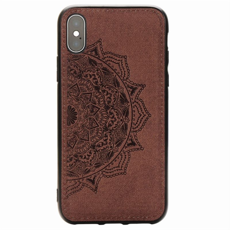 Cover iPhone X Brun Stof Og Mandala Tekstur Beskyttelse