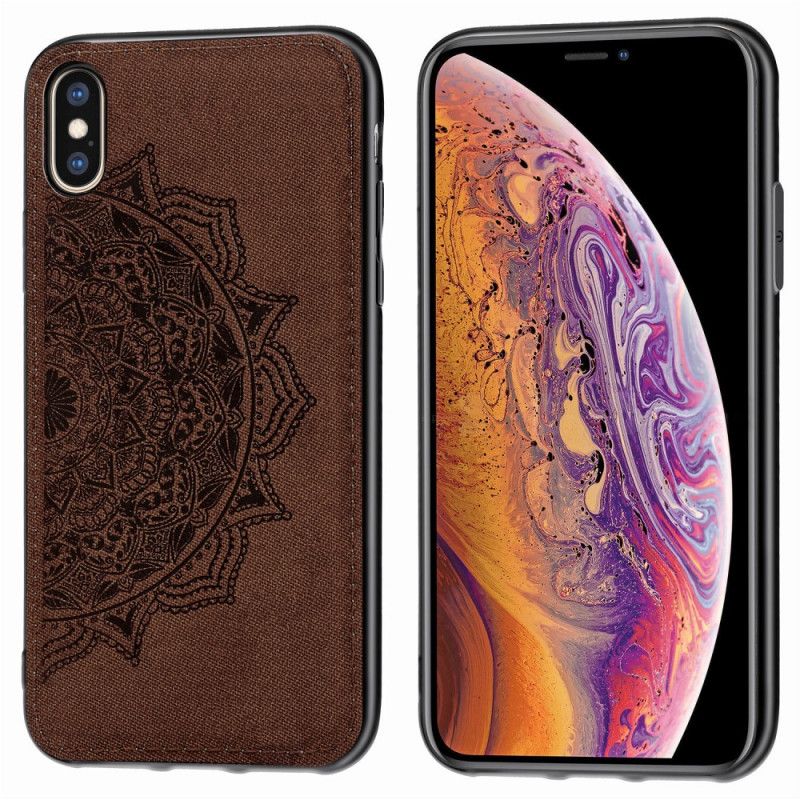 Cover iPhone X Brun Stof Og Mandala Tekstur Beskyttelse