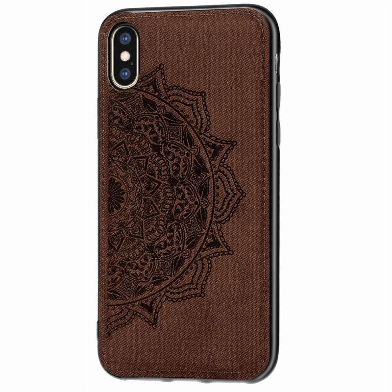 Cover iPhone X Brun Stof Og Mandala Tekstur Beskyttelse