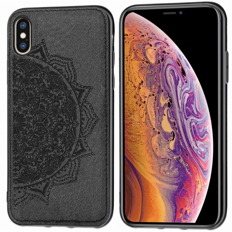 Cover iPhone X Brun Stof Og Mandala Tekstur Beskyttelse