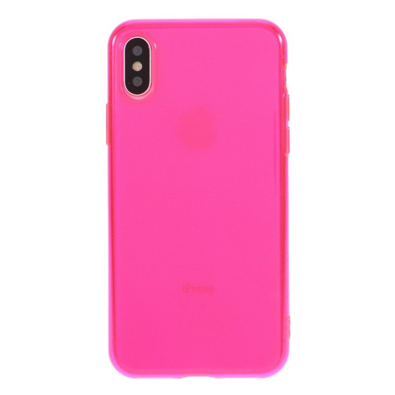 Cover iPhone X Magenta Farvet Gennemsigtig Silikone