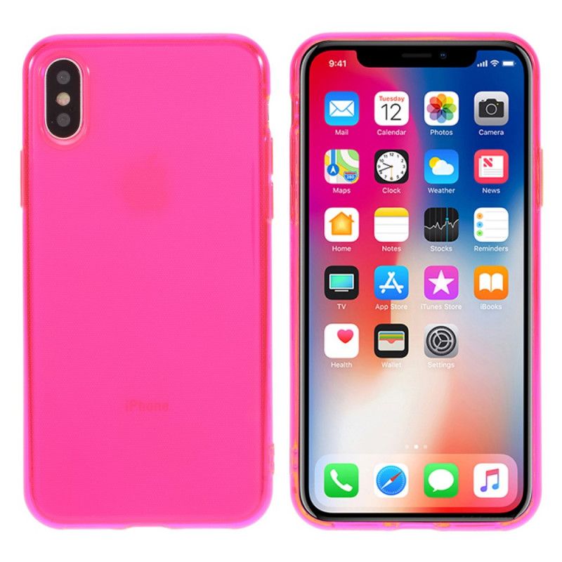 Cover iPhone X Magenta Farvet Gennemsigtig Silikone