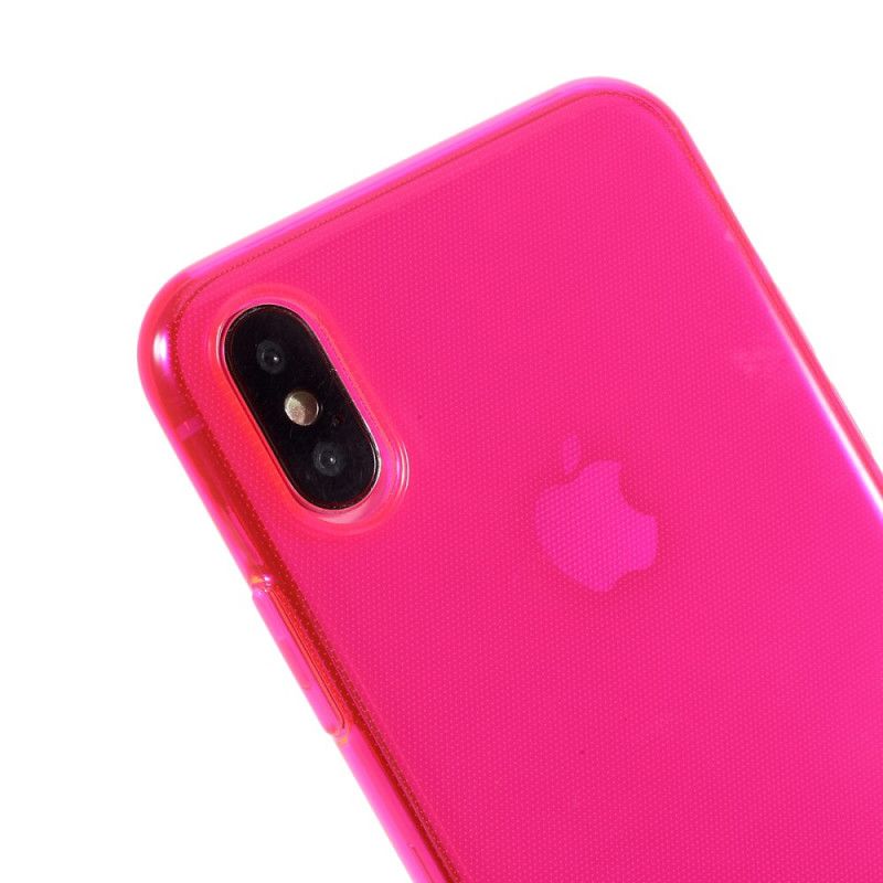 Cover iPhone X Magenta Farvet Gennemsigtig Silikone