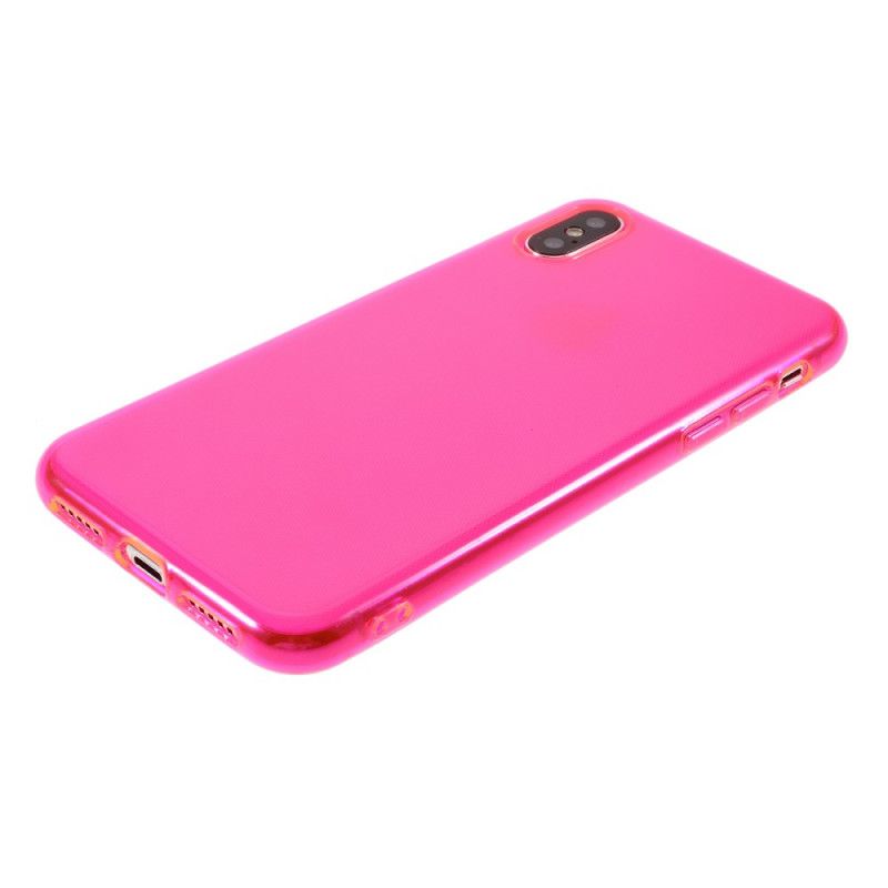 Cover iPhone X Magenta Farvet Gennemsigtig Silikone