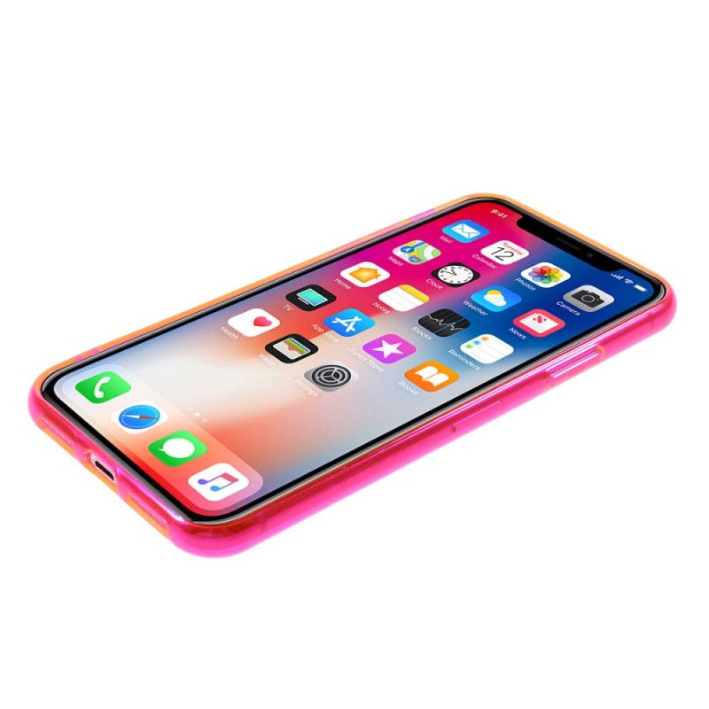 Cover iPhone X Magenta Farvet Gennemsigtig Silikone