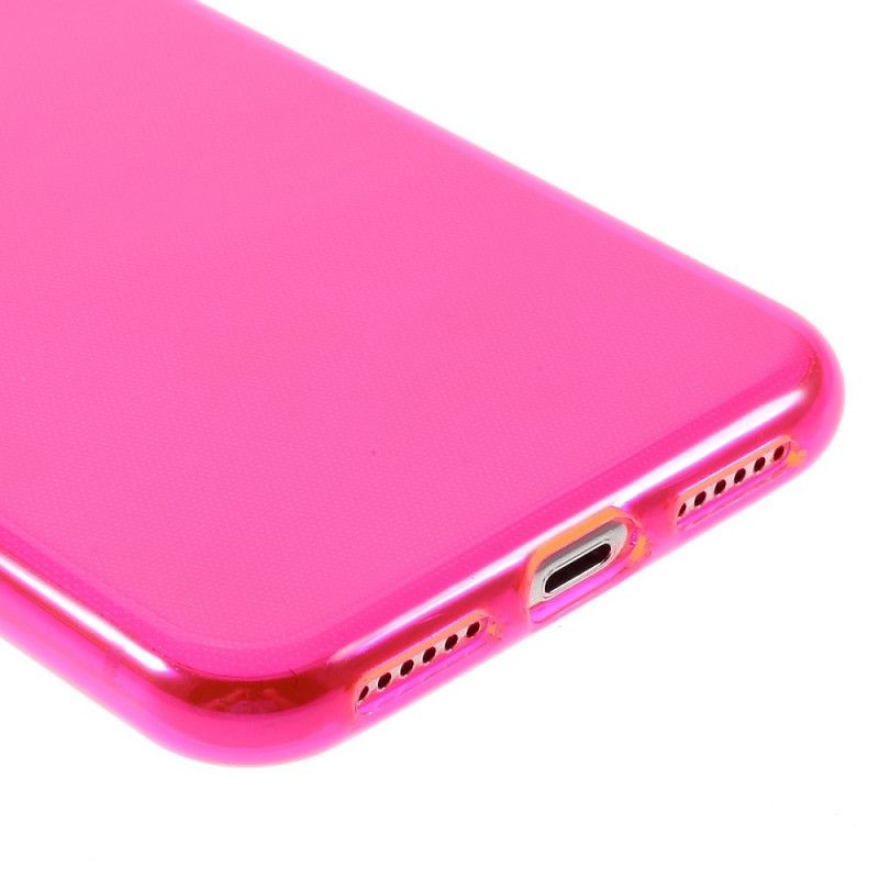 Cover iPhone X Magenta Farvet Gennemsigtig Silikone