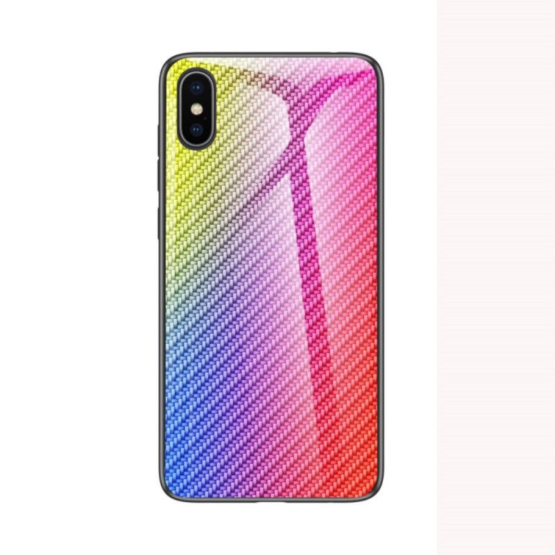 Cover iPhone X Magenta Kulfiber Hærdet Glas