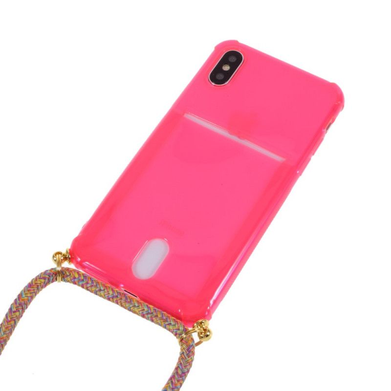 Cover iPhone X Magenta Ledning Med Kortholder