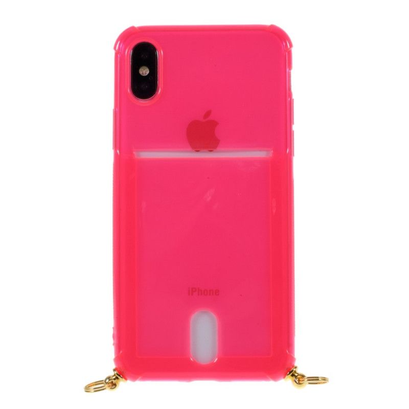 Cover iPhone X Magenta Ledning Med Kortholder