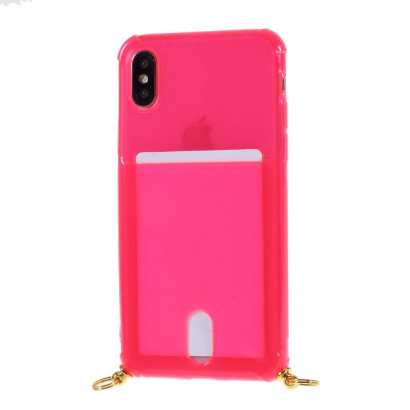 Cover iPhone X Magenta Ledning Med Kortholder