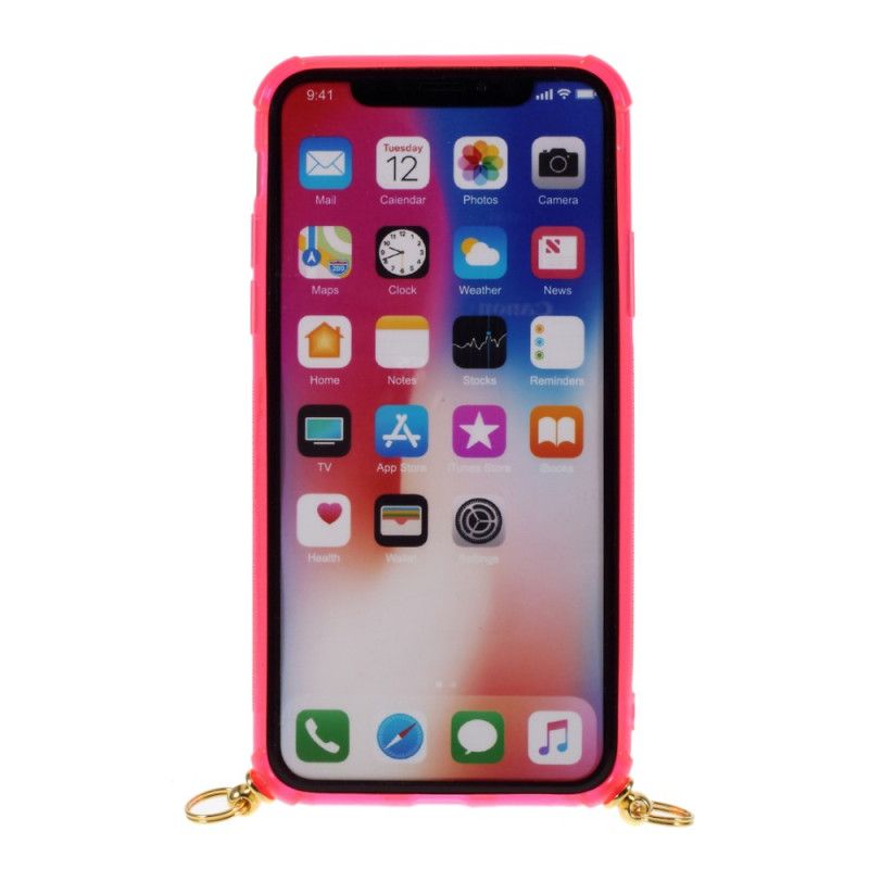 Cover iPhone X Magenta Ledning Med Kortholder