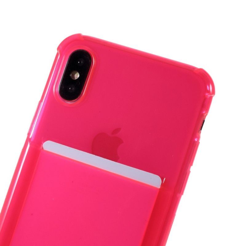 Cover iPhone X Magenta Ledning Med Kortholder