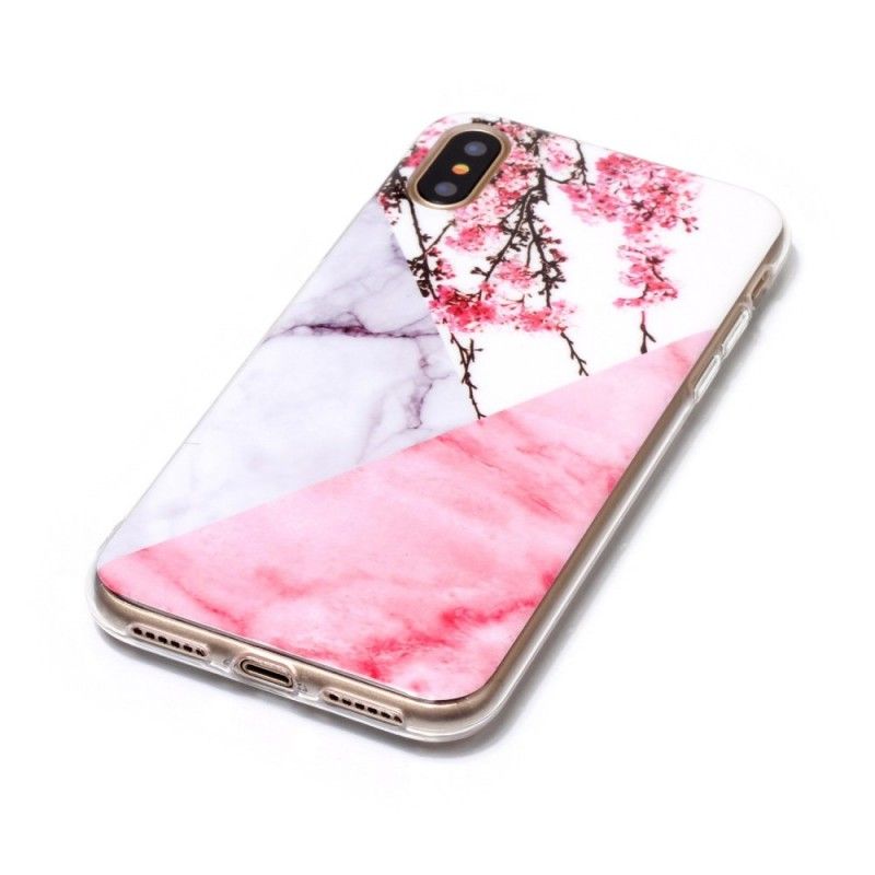 Cover iPhone X Marmoreret Blomme