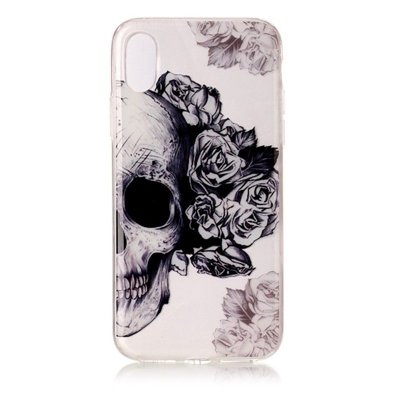 Cover iPhone X Mobilcover Gennemsigtig Blomstret Kranium