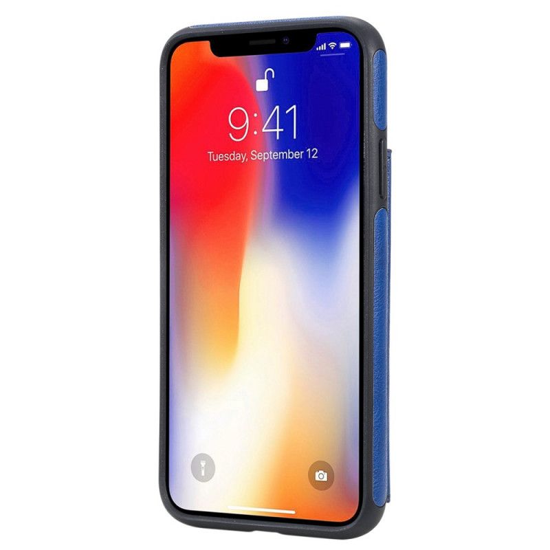 Cover iPhone X Navyblå Kortholder Med Katteprint Beskyttelse