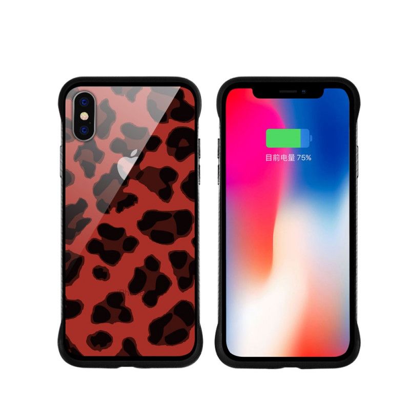 Cover iPhone X Rød Nxe Leopardpletter Beskyttelse