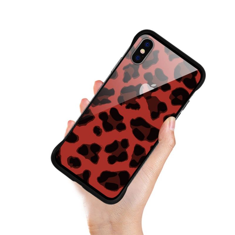 Cover iPhone X Rød Nxe Leopardpletter Beskyttelse