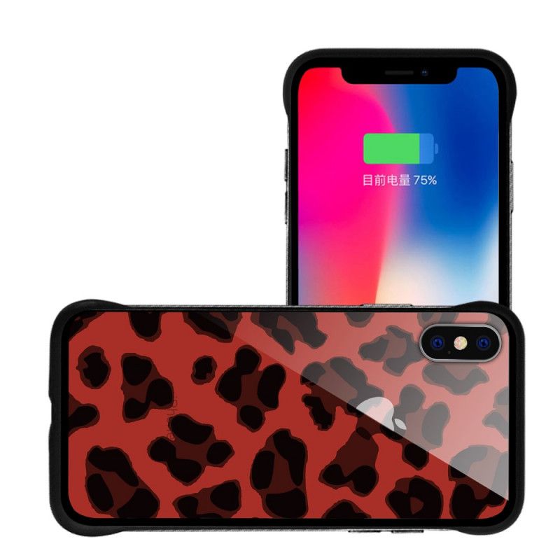 Cover iPhone X Rød Nxe Leopardpletter Beskyttelse