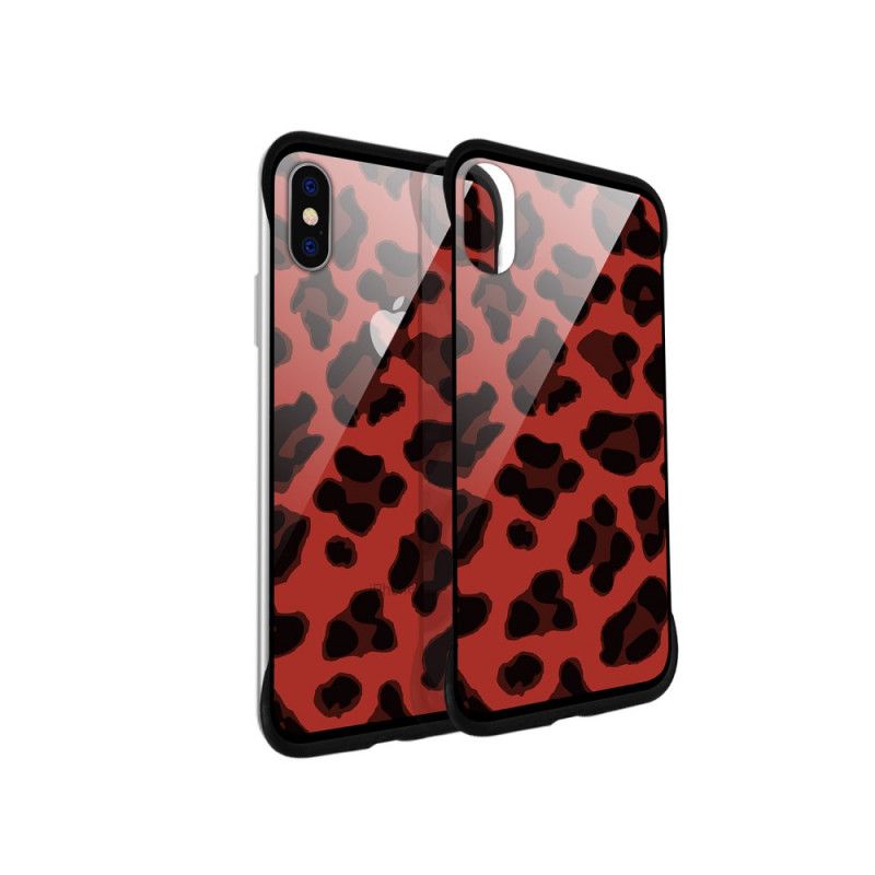 Cover iPhone X Rød Nxe Leopardpletter Beskyttelse