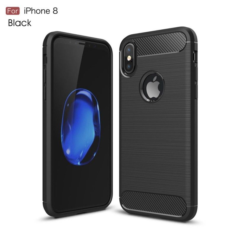 Cover iPhone X Sort Børstet Kulfiber