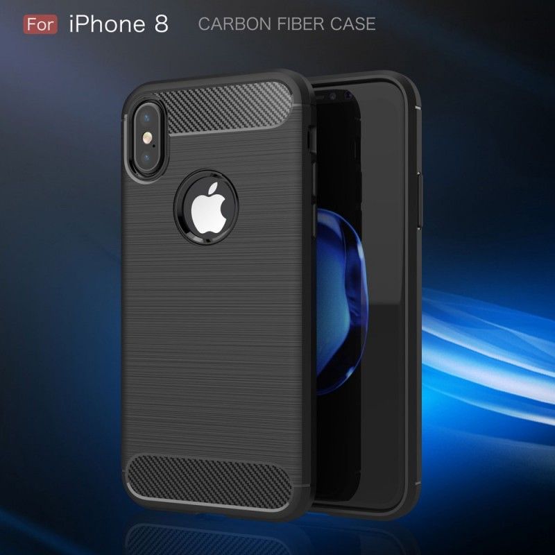 Cover iPhone X Sort Børstet Kulfiber