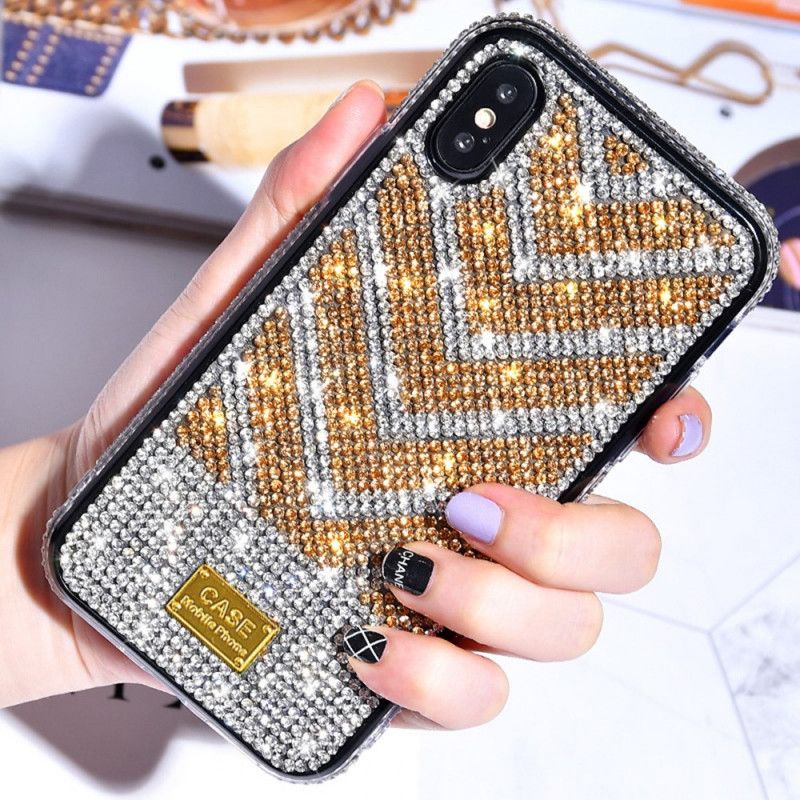 Cover iPhone X Sort Diamanter