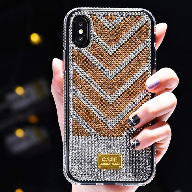 Cover iPhone X Sort Diamanter