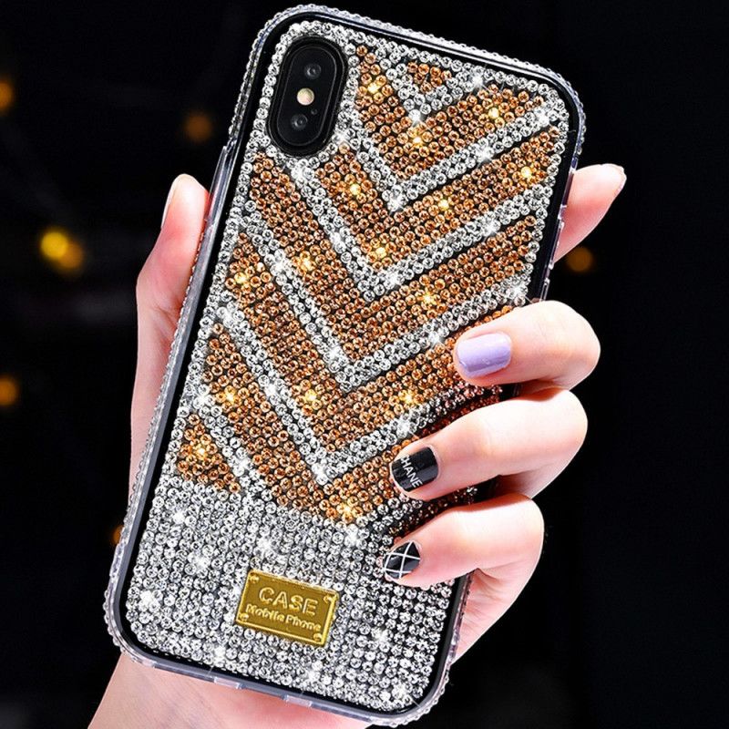 Cover iPhone X Sort Diamanter