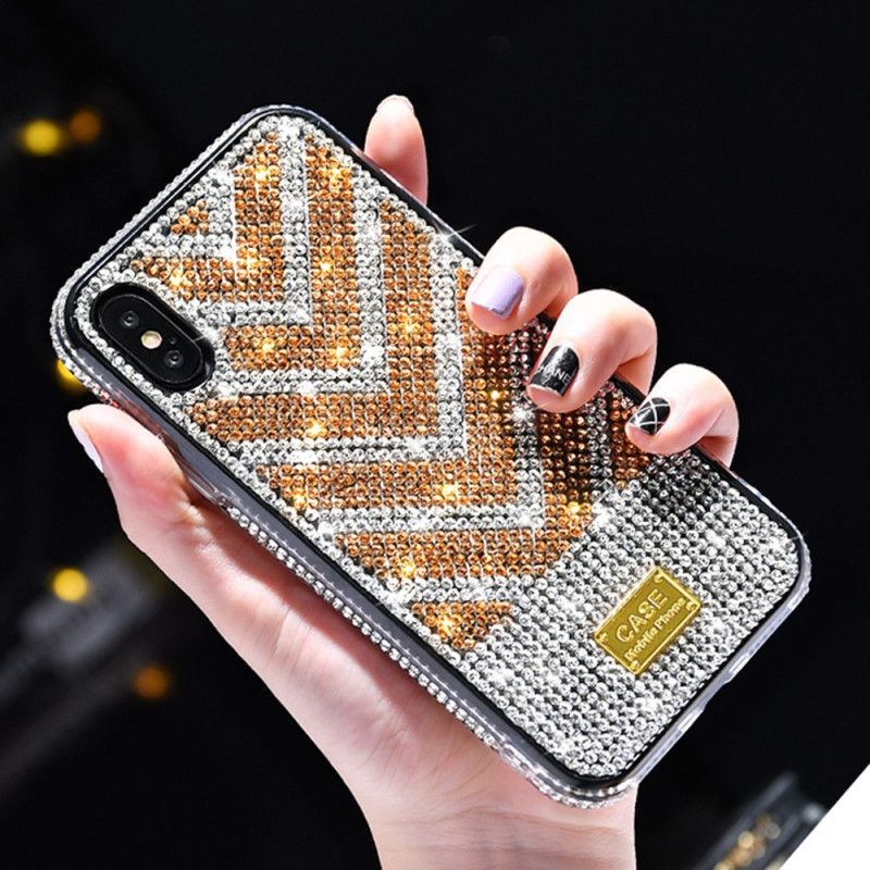 Cover iPhone X Sort Diamanter