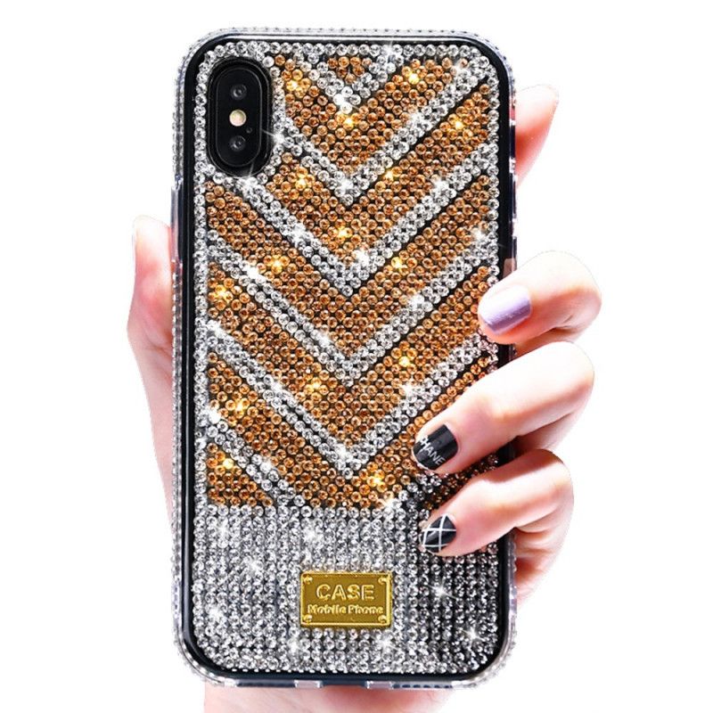 Cover iPhone X Sort Diamanter