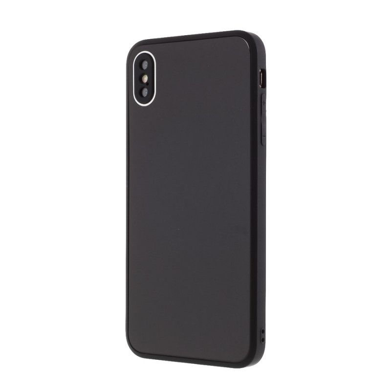 Cover iPhone X Sort Glasbagside Og Silikonkanter