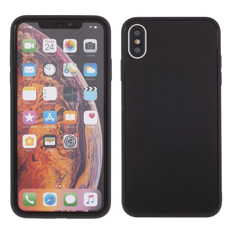 Cover iPhone X Sort Glasbagside Og Silikonkanter