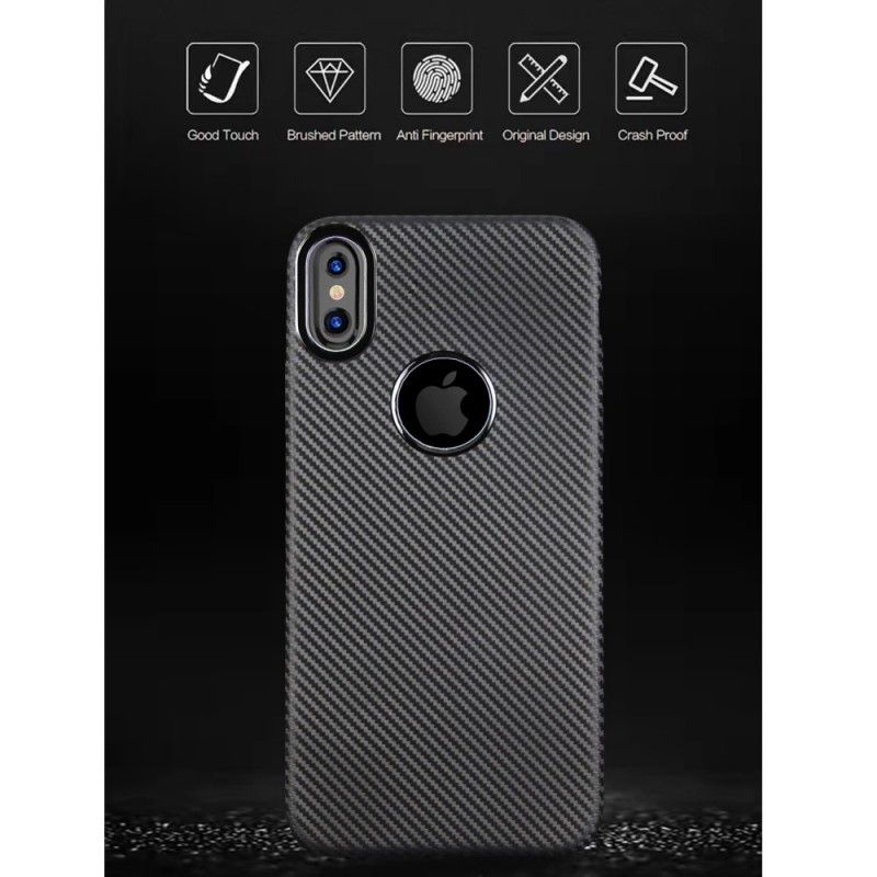 Cover iPhone X Sort Kulfiber