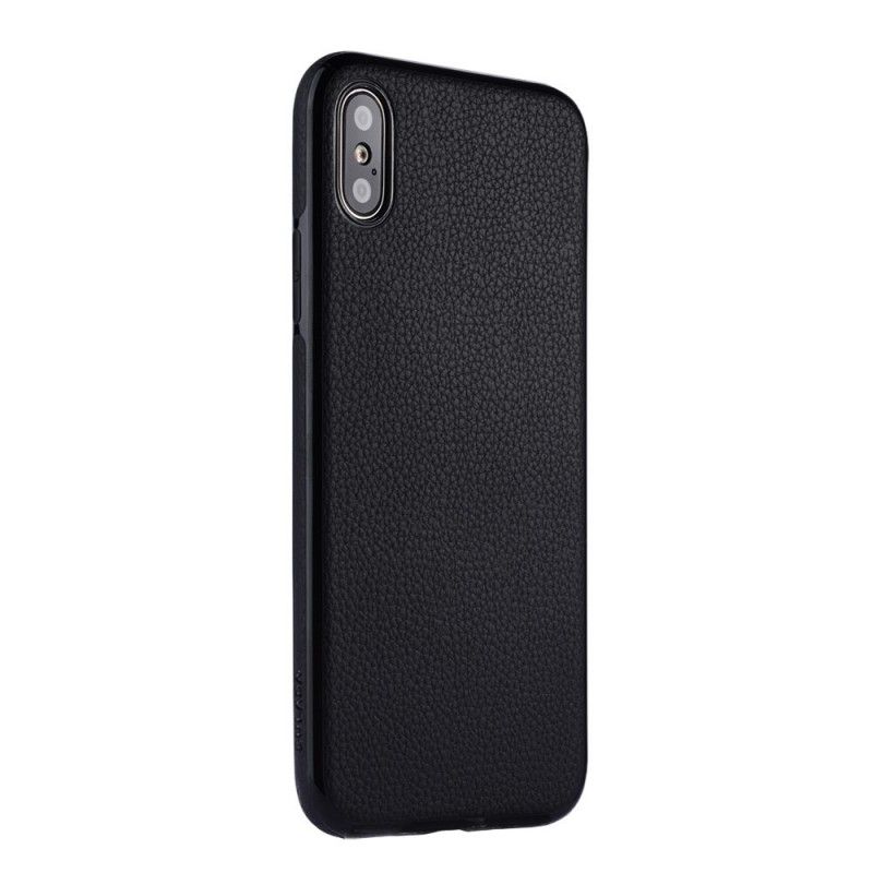 Cover iPhone X Sort Mobilcover Litchi Læder Effekt Sulada