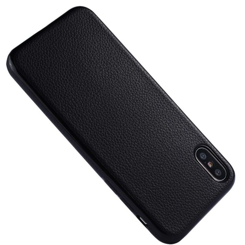 Cover iPhone X Sort Mobilcover Litchi Læder Effekt Sulada