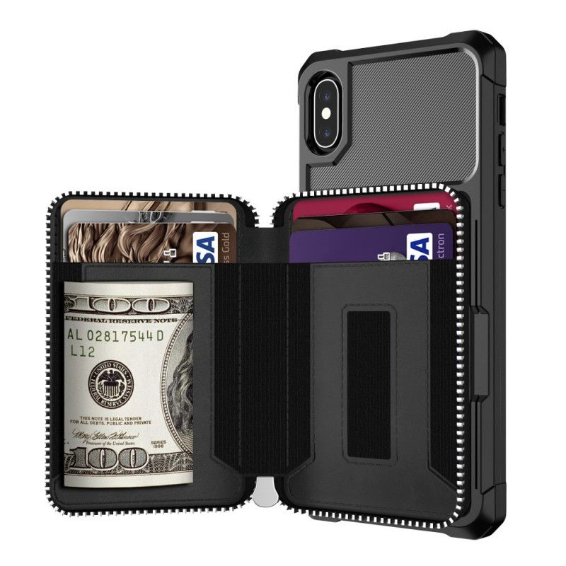 Cover iPhone X Sort Mobilcover Multifunktionel Tegnebog