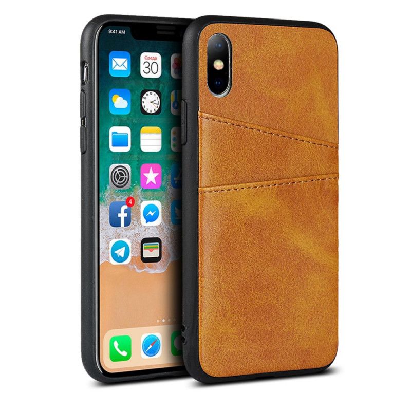 Cover iPhone X Sort Monokrom Dobbelt Kortholder