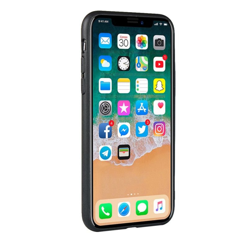 Cover iPhone X Sort Monokrom Dobbelt Kortholder