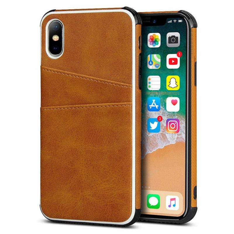 Cover iPhone X Sort Monokrom Dobbelt Kortholder Beskyttelse