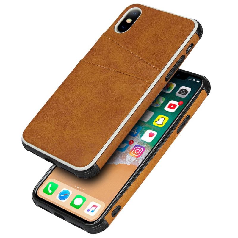 Cover iPhone X Sort Monokrom Dobbelt Kortholder Beskyttelse