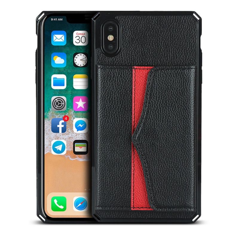 Cover iPhone X Sort Multifunktionel Med Spejl Og Rem