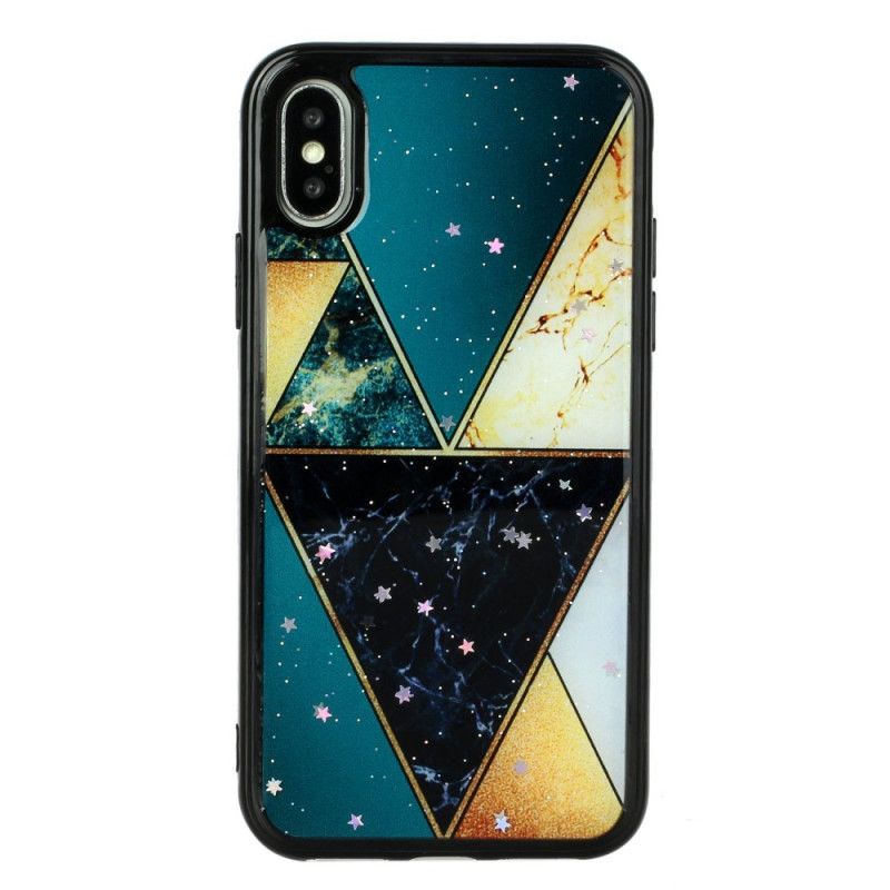 Cover iPhone X Sort Silikone Og Epoxymarmor Beskyttelse