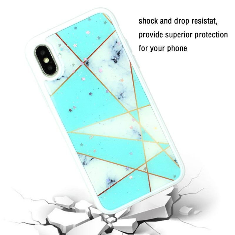 Cover iPhone X Sort Silikone Og Epoxymarmor Design