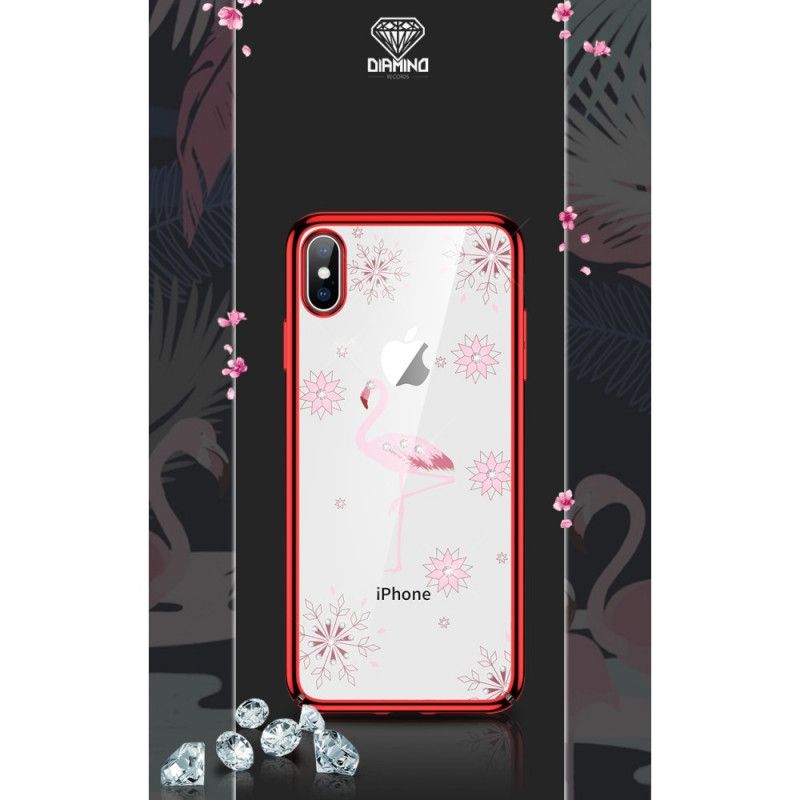 Cover iPhone X Sort Sulada Flamingo Diamanter