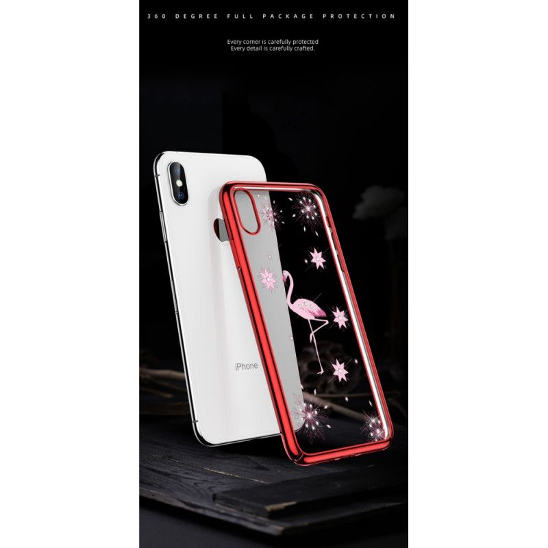 Cover iPhone X Sort Sulada Flamingo Diamanter